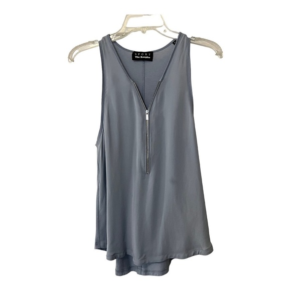 The Kooples Sport Silk Sleeveless Half Zip Front Women’s top Blue - Picture 2 of 15